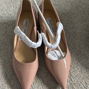 Blush Patent Pointed-Toe Pumps